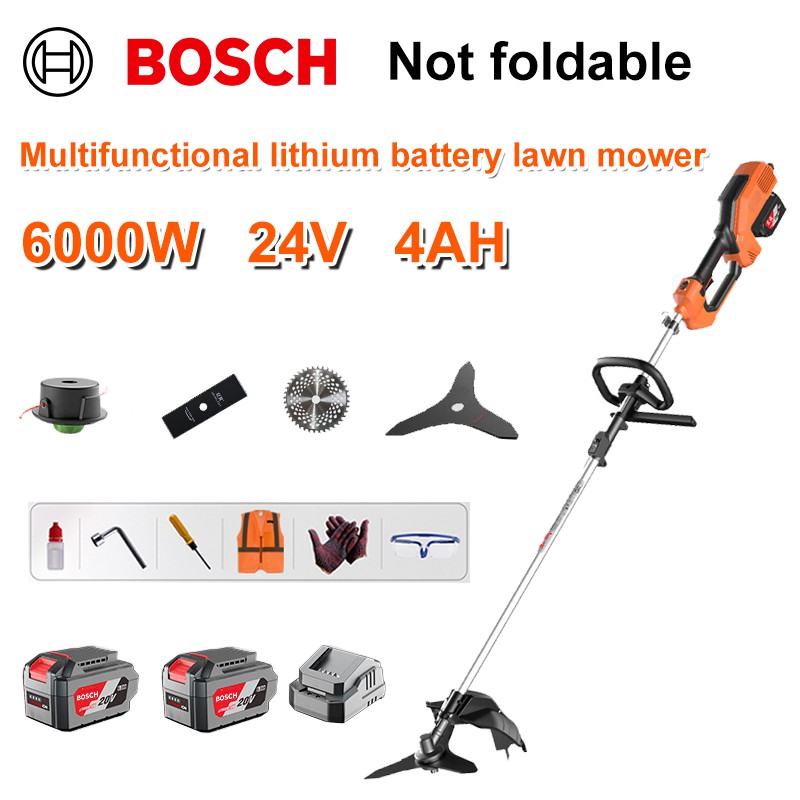 Mașină de tuns iarba fără perii de 6000W + baterie cu litiu 48V/4AH * 2 + lamă de ferăstrău circular + lamă de ferăstrău drept + disc de plivire + funie de plivire * 20 + încărcător original + alte accesorii + garanție de zece ani