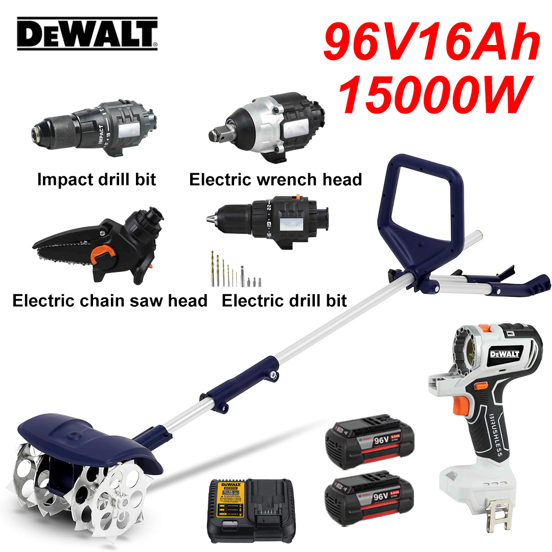 Brushless motor*1+tillage machine*1+electric drill*1+wrench head*1+electric impact drill*1+electric chain saw head*1+batteries*2+charger*1