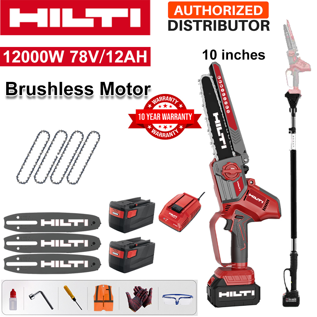 10-inch brushless lithium electric saw, 15000W power, 96V 16Ah battery*3, charger, guide bar*4, chain*4, extension pole, tool box, lubricant and goggles, ten-year warranty