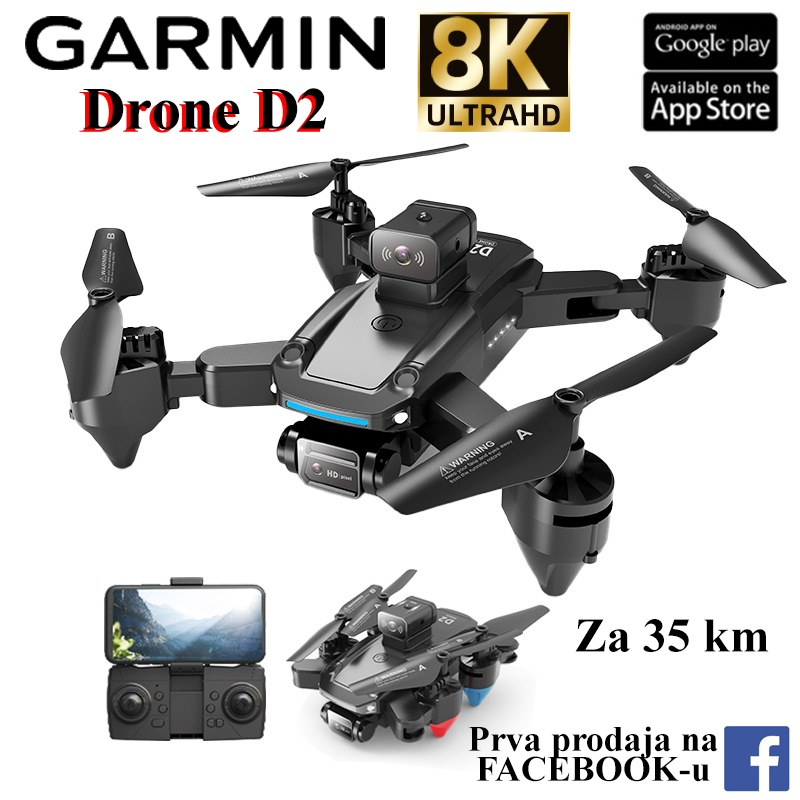 GARMIN D2 Dometod 35 km/88minuta trajanjabaterije / 8K pikselana video razini/ 360°lasersko izbjegavanjeprepreka/ GPsinteligentni povratak/360°pan /50x zum/ 5G prijenos slike /Razina otpora vjetra