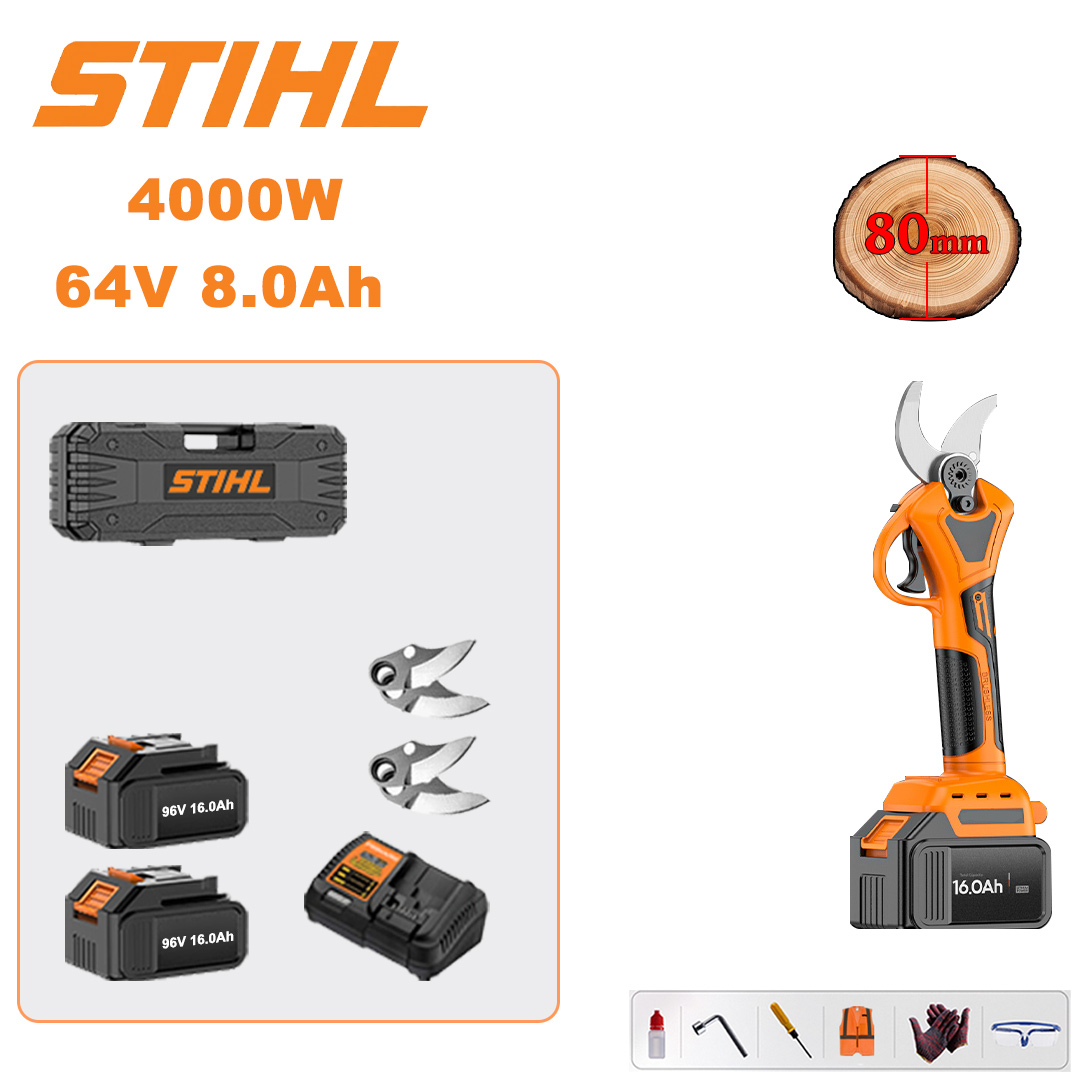 4000W 64V8Ah pruning shears + 2 batteries + 2 blades + charger + tool box + other accessories