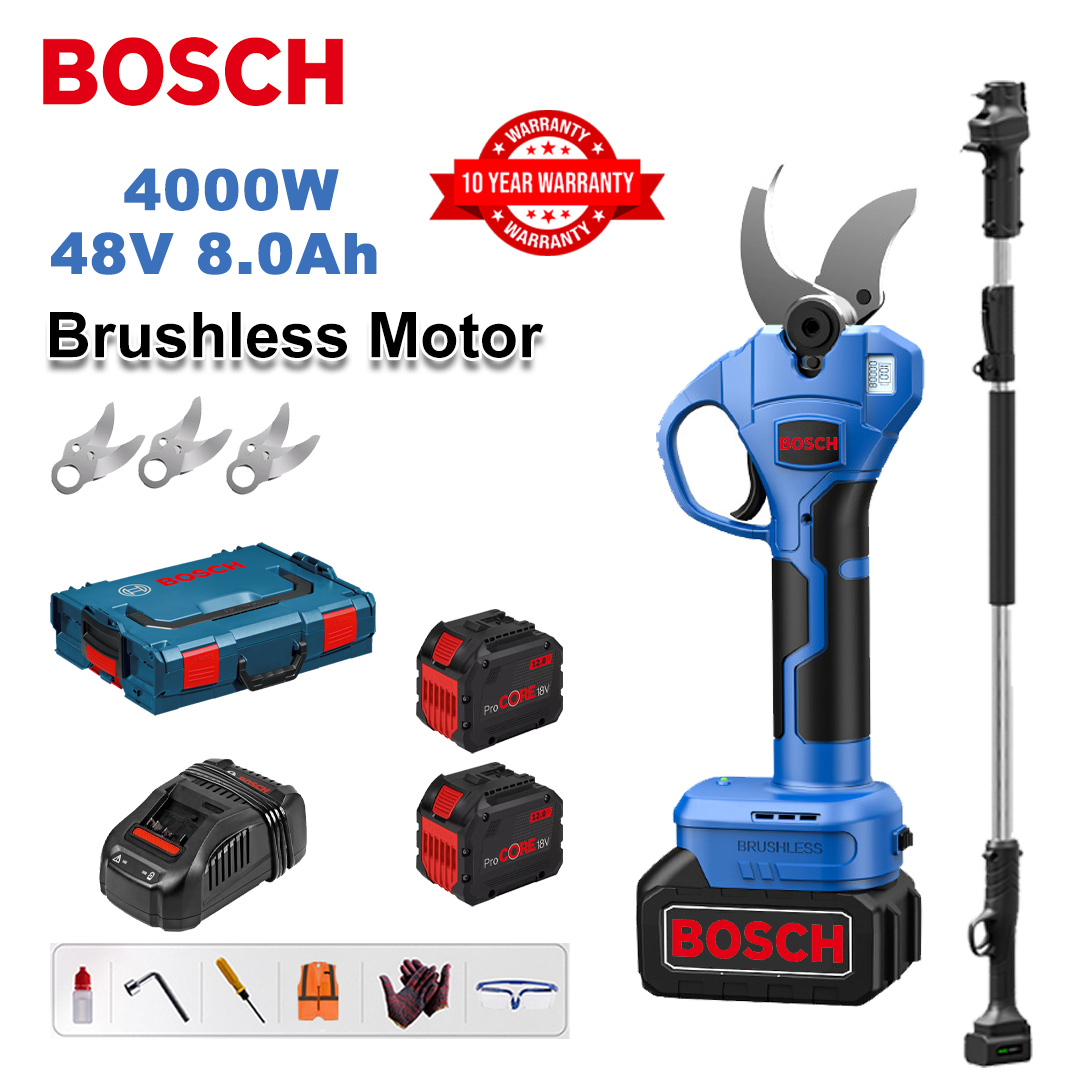 [Extension rod 1.5~5m] 4000W brushless lithium battery pruning shears + 48V8Ah battery * 2 + sk9 alloy blade * 3 + charger + LED power display + tool box + lubricating oil + goggles + 10-year warranty