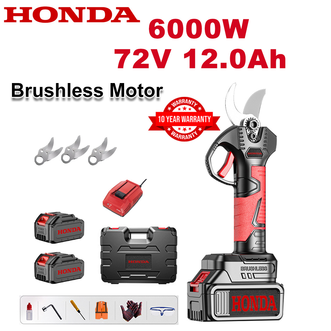 6000W brushless lithium battery pruning shears + 78V12Ah battery*2+sk9 alloy blade*3+charger+LED power display+tool box+lubricating oil+goggles+10-year warranty