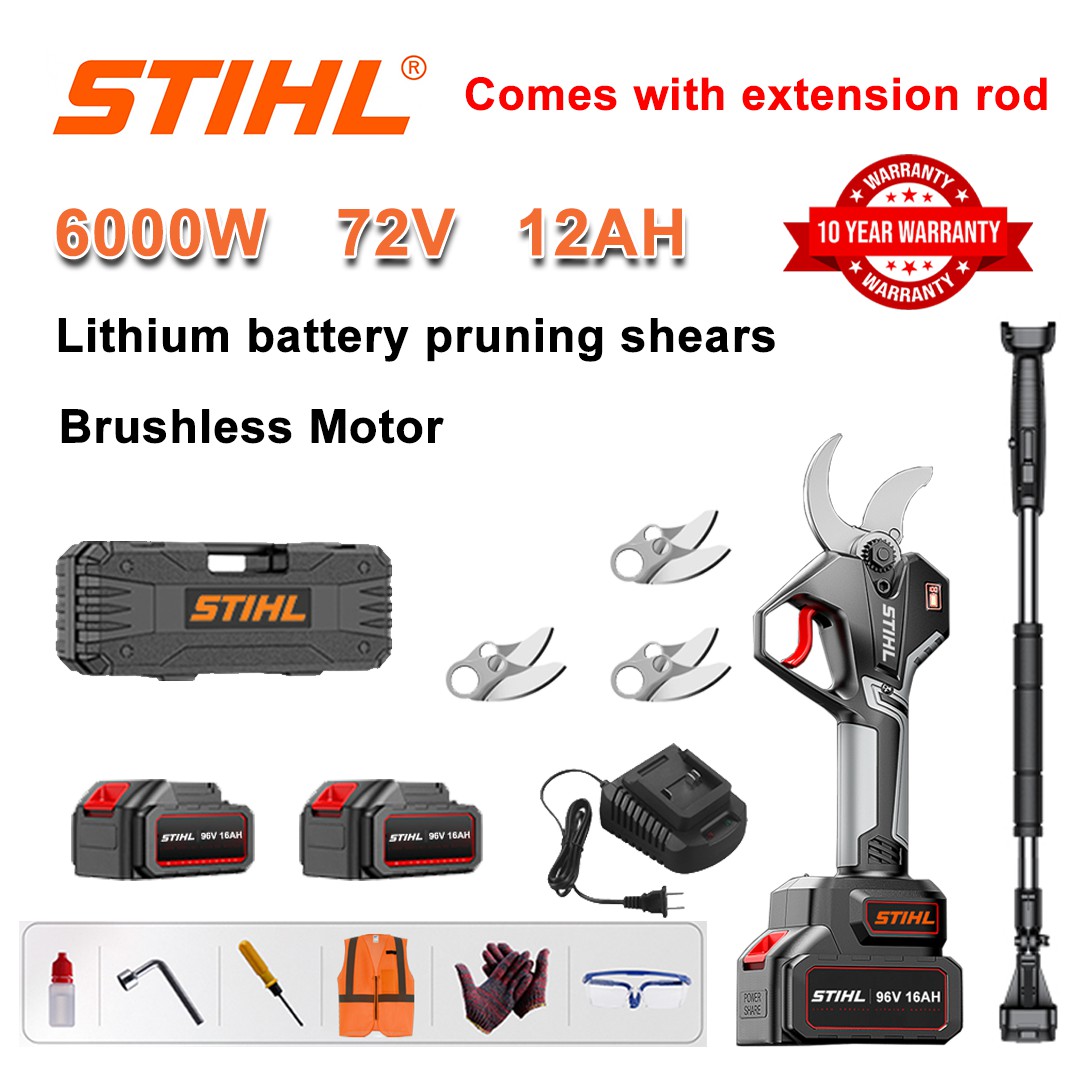 [Extension rod 1.5~5m] 6000W brushless lithium battery pruning shears + 78V12Ah battery*2+sk9 alloy blade*3+charger+LED power display+tool box+lubricating oil+goggles+10-year warranty