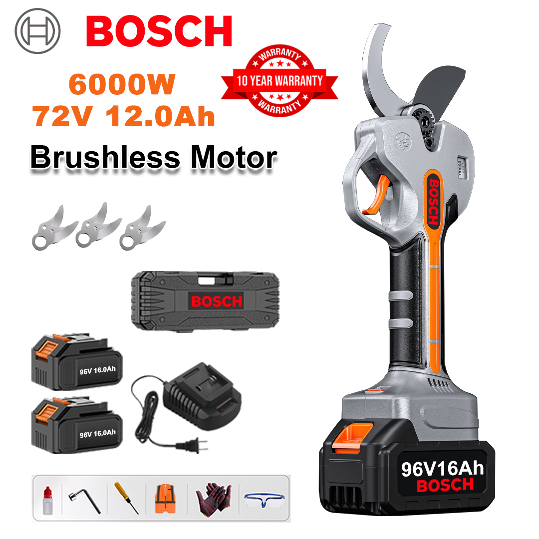 6000W brushless lithium battery pruning shears + 78V12Ah battery*2+sk9 alloy blade*3+charger+LED power display+tool box+lubricating oil+goggles+10-year warranty