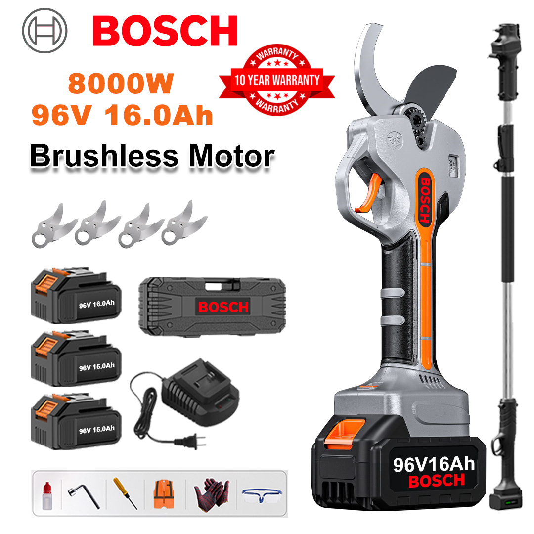 [Extension rod 1.5~5m] 8000W brushless lithium battery pruning shears + 96V16Ah battery * 3 + sk9 alloy blade * 4 + charger + LED power display + tool box + lubricating oil + goggles + 10-year warranty