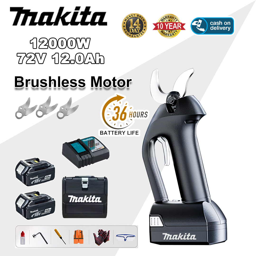 12000W brushless lithium battery pruning shears + 78V12Ah battery*2 + SK9 alloy blade*3 + charger + LED power display + tool box + lubricating oil + safety glasses + 10-year warranty